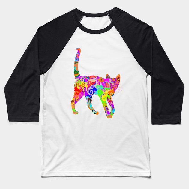 Colorful Kitty Cat Baseball T-Shirt by missdebi27